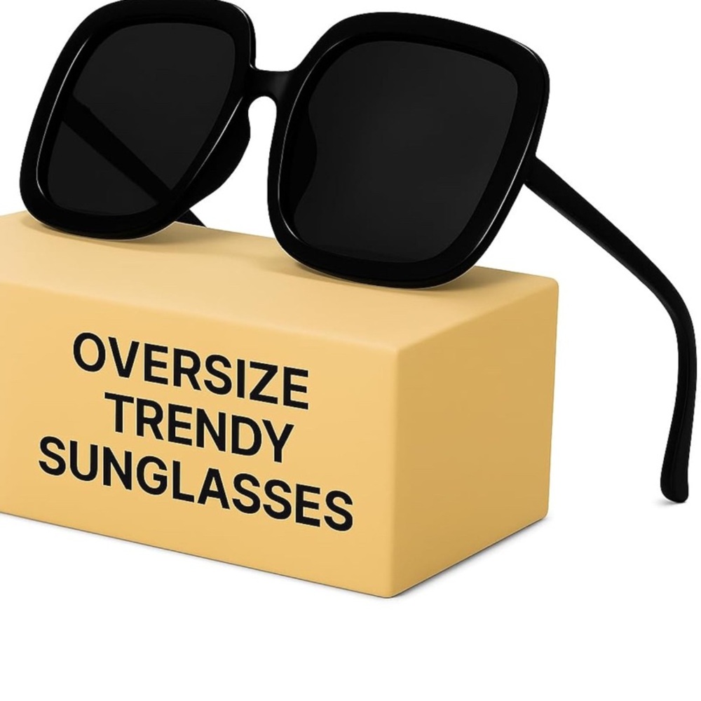 Oversize Black Square Sunglasses